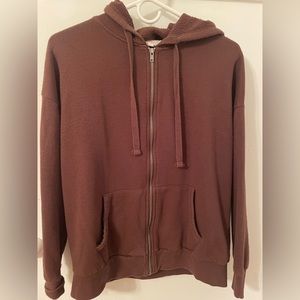 Brown hoodie with zipper from PINK ROSE